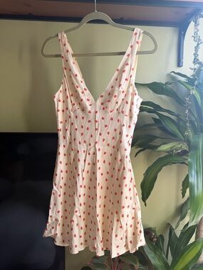 Zara Cream Mini Dress with Red Strawberry Print